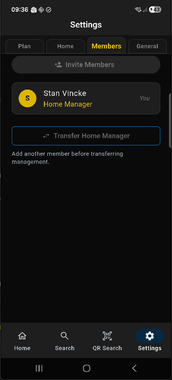 SortedSam members screen